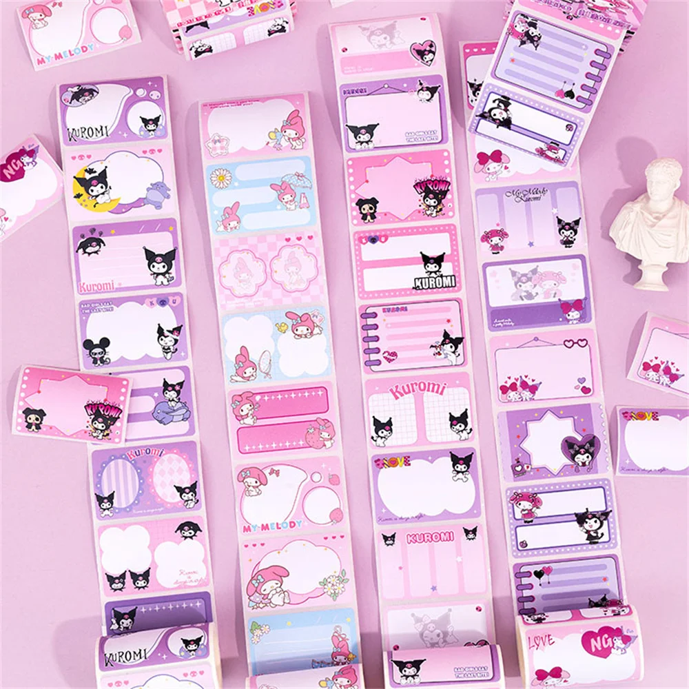 New 100Pcs Sanrio Sticky Note Stickers Cute Kuromi Melody Hand Made Accessories Paper Glue Tape Sticker Kid Toys