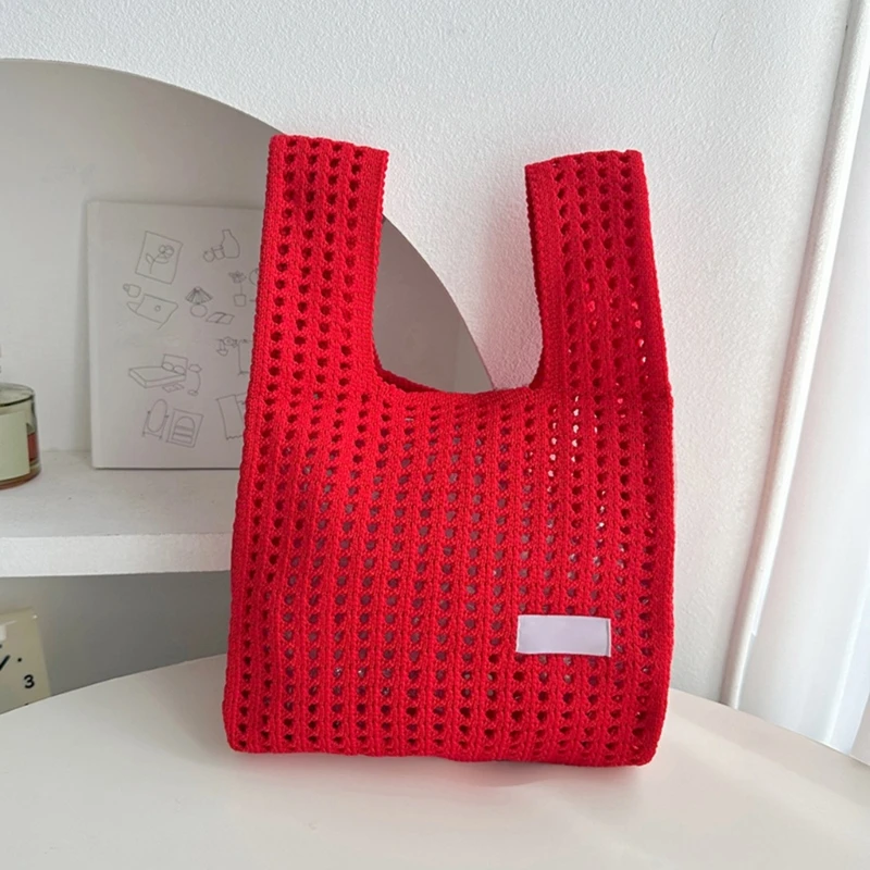 Mini borsa da polso in maglia da donna per l'uso quotidiano, borsetta artigianale casual