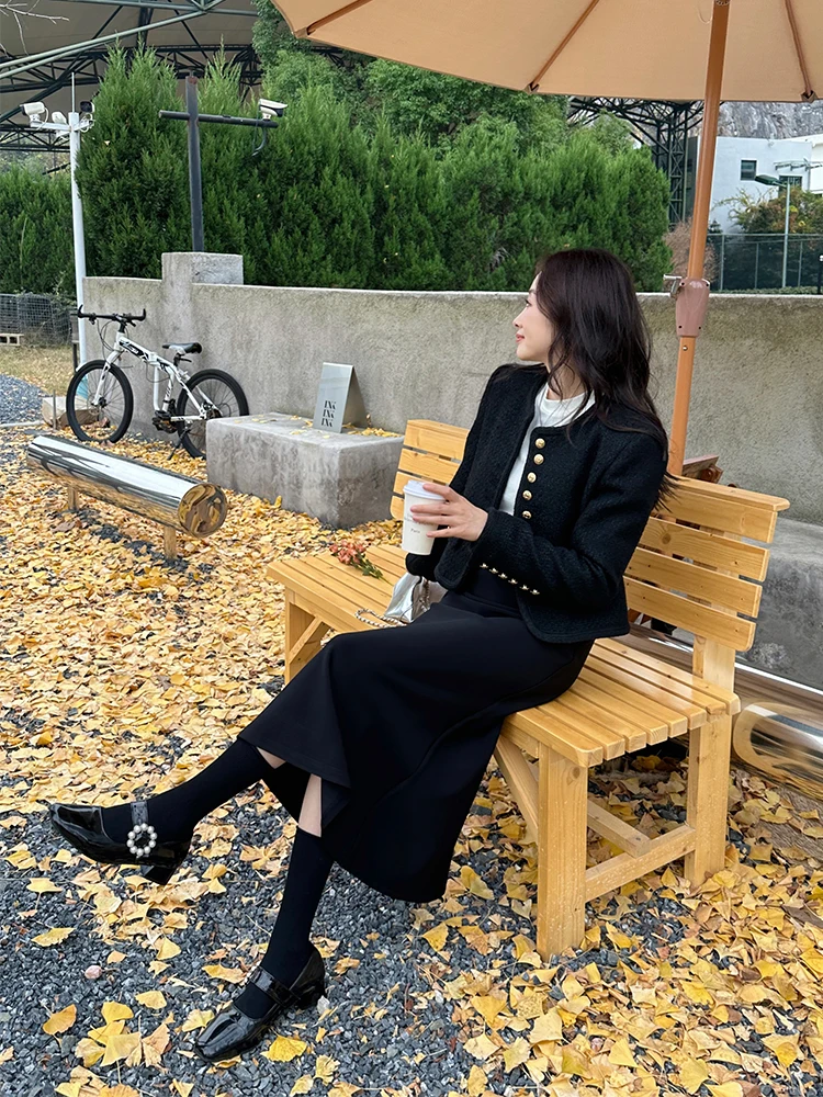 

Юбка миди FNBX Ele Fi Tail для женщин, с высокой талией, универсальная, стройнящая, весенне-осенняя, простого дизайна, средней длины