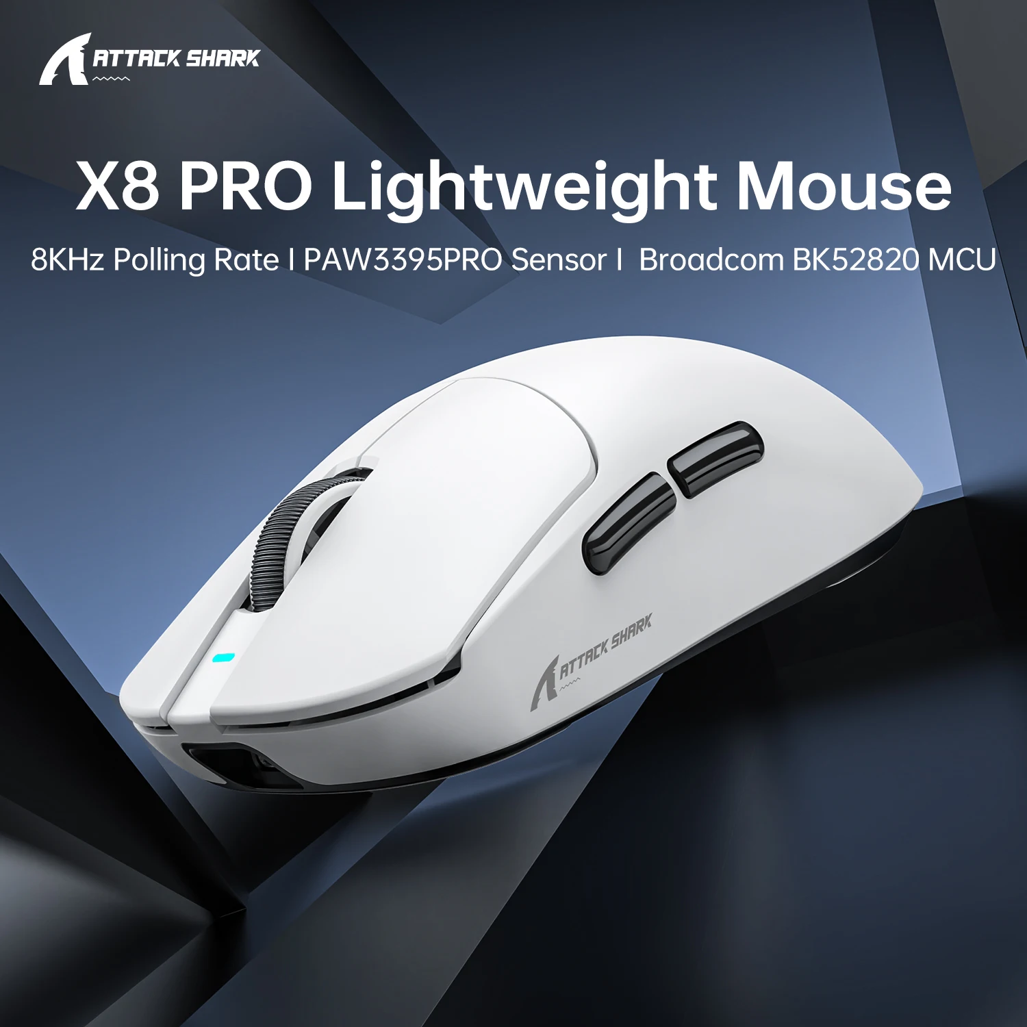 Attack Shark X8 PRO 8K Gaming Mouse for FPS/MOA PAW3395PRO Sensor 40000DPI 700 IPS | Broadcom BK52820 MCU | Nano Ice Coating