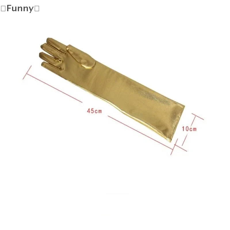 [مضحك] طويل براءات الاختراع والجلود تأثيري القوطية نمط ملهى ليلي أداء قفازات هالوين زي اكسسوارات قفازات ضيقة مثير