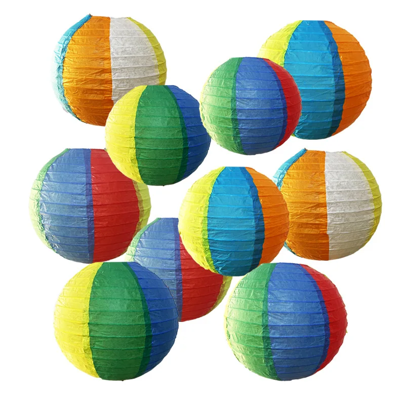 5Pcs 20/25/30CM Colorful Round Paper Lantern Summer Beach Party Theme Hanging Decoration Family Pool Decoration Scene Atmosphere - Detail 1