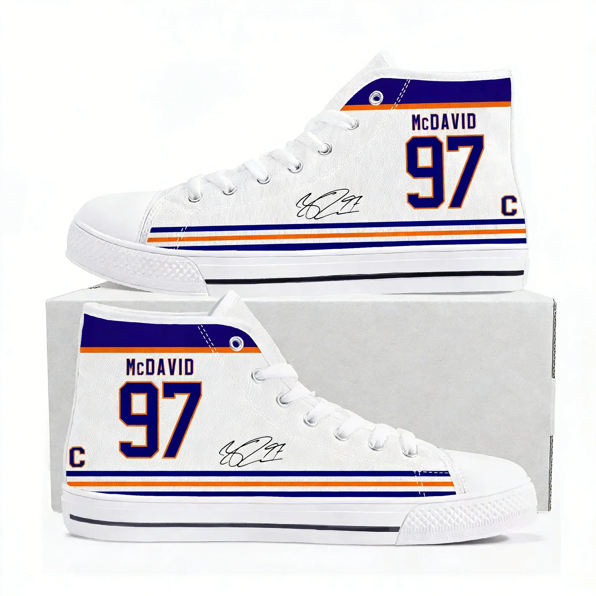 

Connor McDavid ice hockey NO 97 High Top Sneakers Mens Womens Teenager High Quality Canvas Sneaker Casual Shoe Custom Shoes
