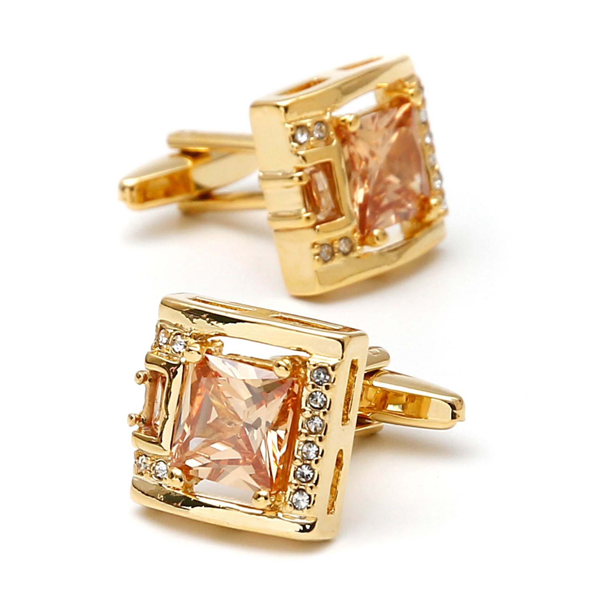 أزرار أكمام للرجال XK23039 فاخر الزركون النحاس الذهب اللون فستان لطيف قميص أزرار أكمام مجوهرات الزفاف