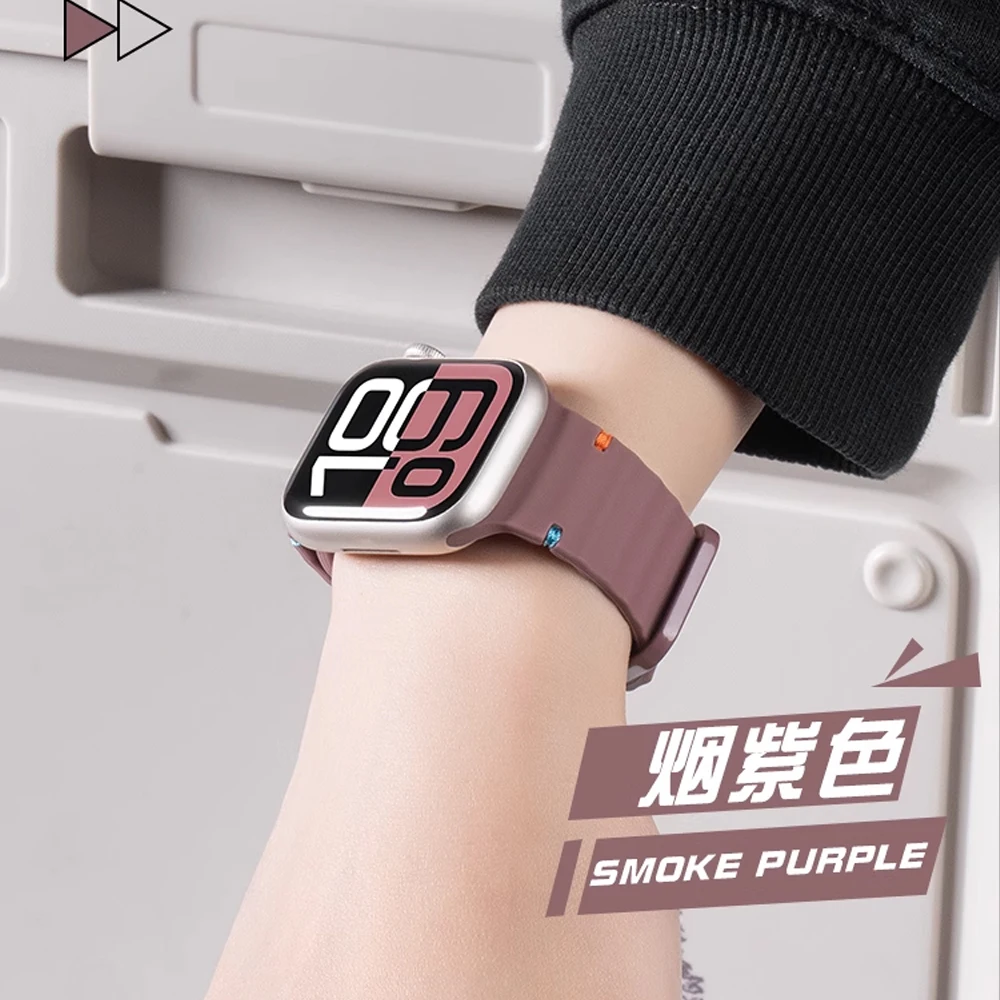 通気性のあるシリコンストラップ Apple Watch バンド用 46mm 42mm 45mm 41mm 49mm 44mm 40mm スポーツブレスレット iWatch 11 10 Ultra 9 8 7 5 SE 3