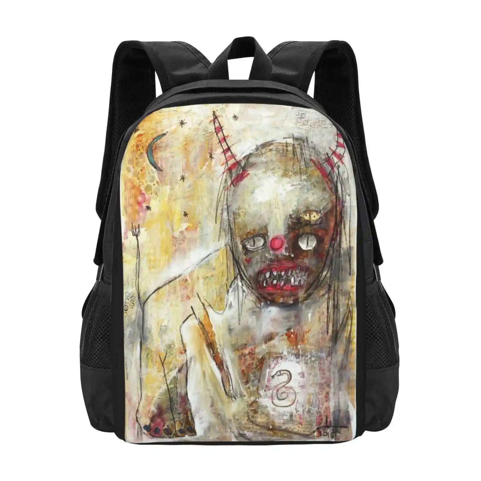 Devil Woman Hot Sale Backpack Fashion Bags Devil Woman Demonic Satanic Occult Dark Art Serpent Snake Horns Teeth Gnarly Figure