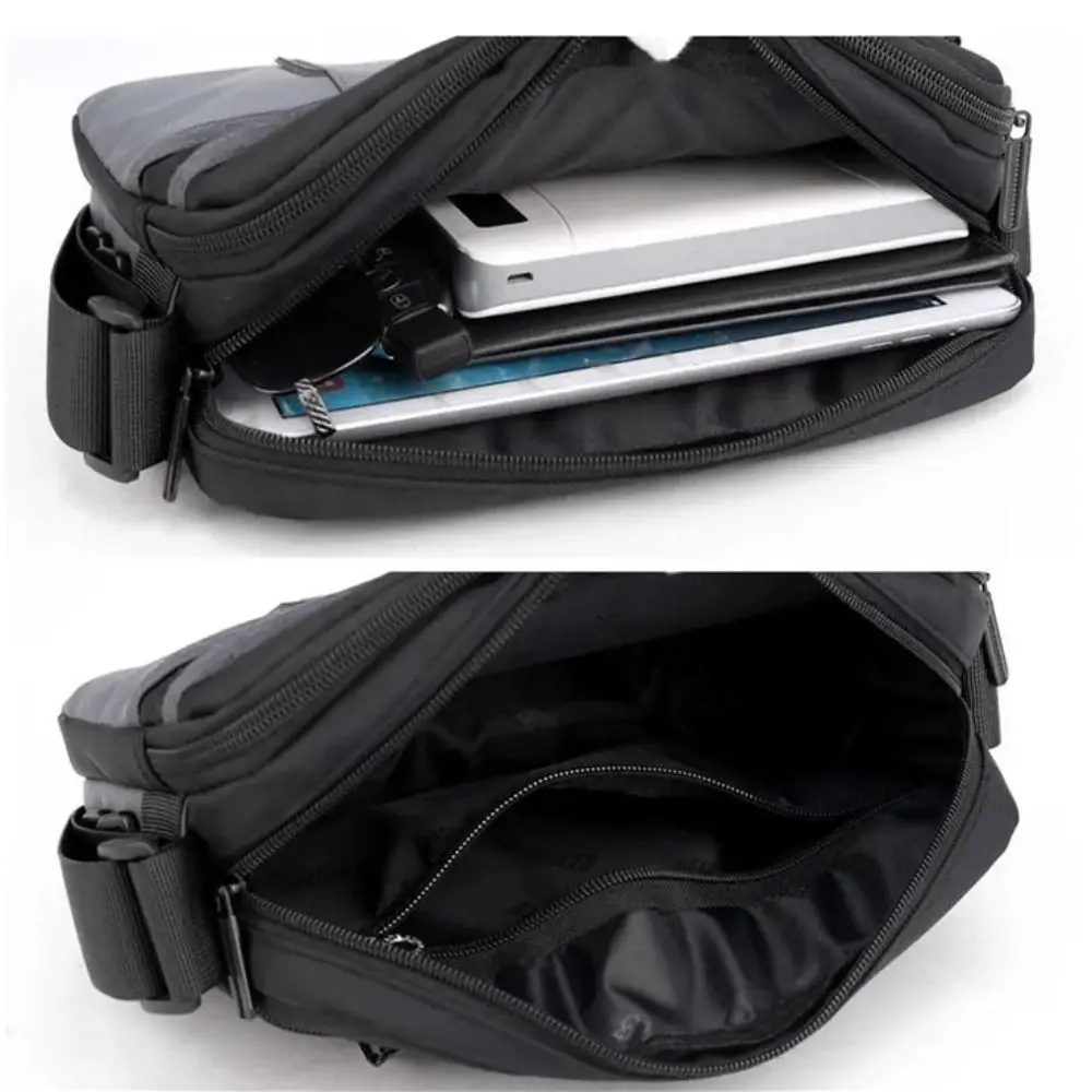 حقيبة كتف رجالية بكتف واحد ذات سعة كبيرة من القماش حقيبة ساعي البريد متعددة الوظائف متعددة الجيوب حقيبة كروس من النايلون