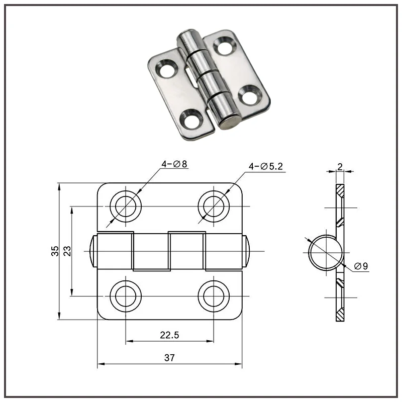 Stainless Steel Butterfly Hinge Industrial Mechanical Equipment Cabinet Door Hinge Thickened