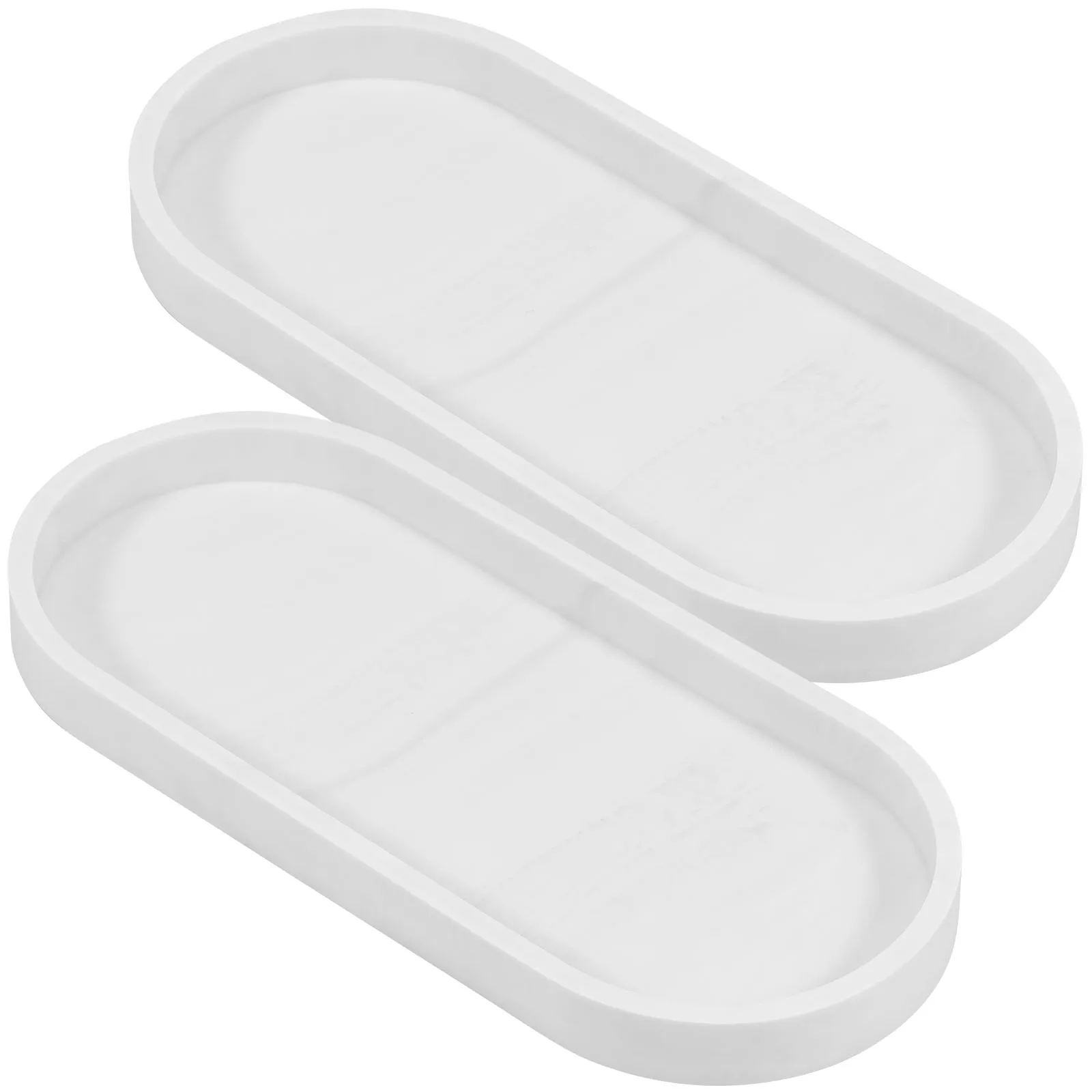 2Pcs Silicone Bathroom Tray Nonslip Bathroom Vanity Tray Oval Kitchen Sink Tray Reusable Bathroom Trays Soap Dispenser Tray