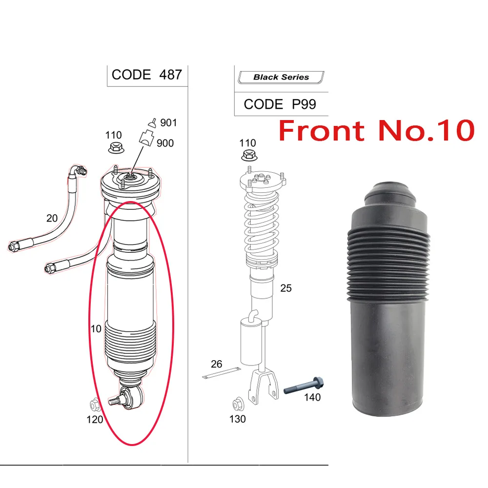 1Pair Front ABC Hydraulic Shock Absorber Dust Cover Boots For Mercedes R230 SL550 SL600 SL63 AMG A2303204513 A2303200513 New