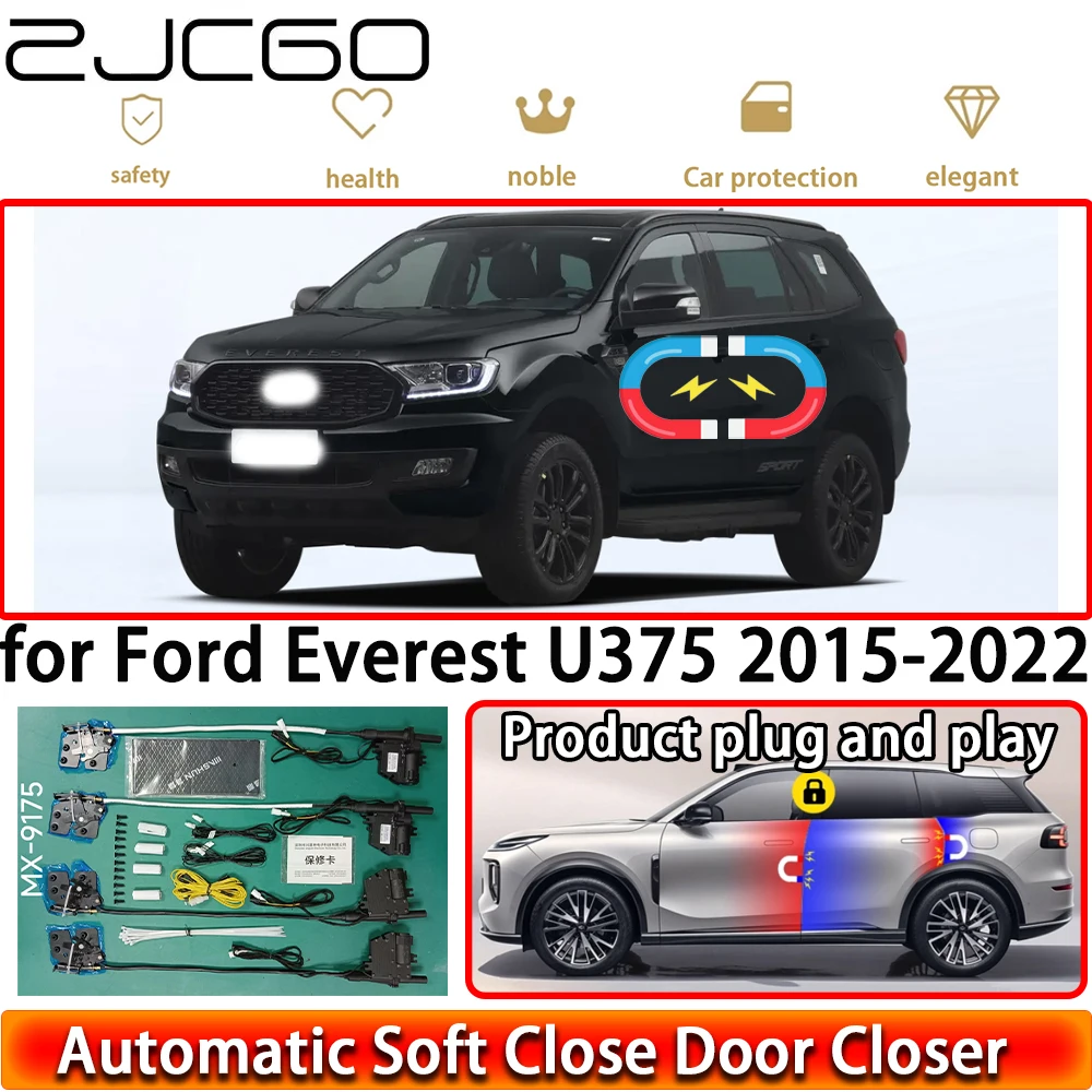 

ZJCGO for Ford Everest U375 2015-2022 OEM Soft Close Door Kit Power Closing Latch System Auto Pull Door Easy Close Plug & Play