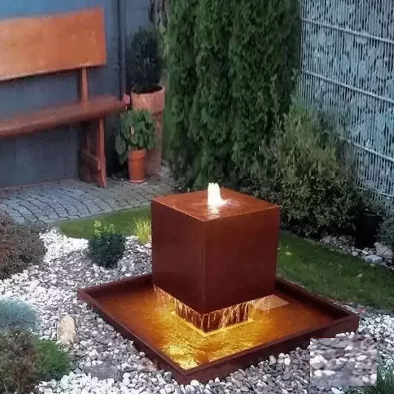 

Customized Outdoor Water Fountain Corten Steel Water Feature Park Landscape Decoration Fountains for Garden