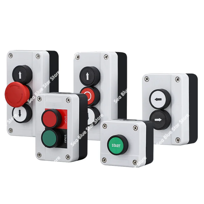 Push button switch power control box, emergency stop start stop 22mm waterproof self-locking self-reset