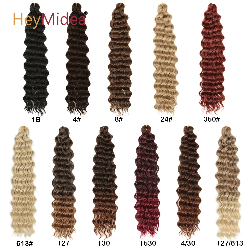 Onda Profunda Crochet Hair Extensions, sintético Ocean Wave Trança, macio Ombre Passion Twist Cabelo, 24"