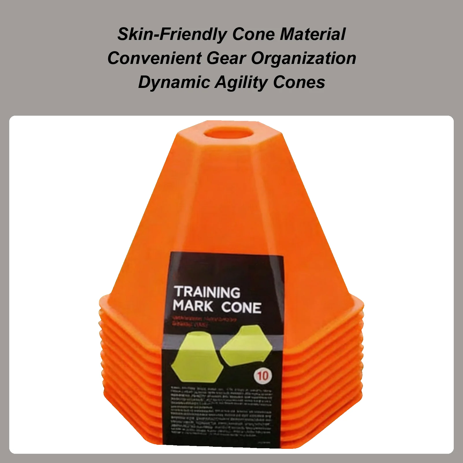 

Sports Cones 10-Piece High Visibility All-Weather Soccer Agility Cones Training Equipment for Basketball Skating Pet Training