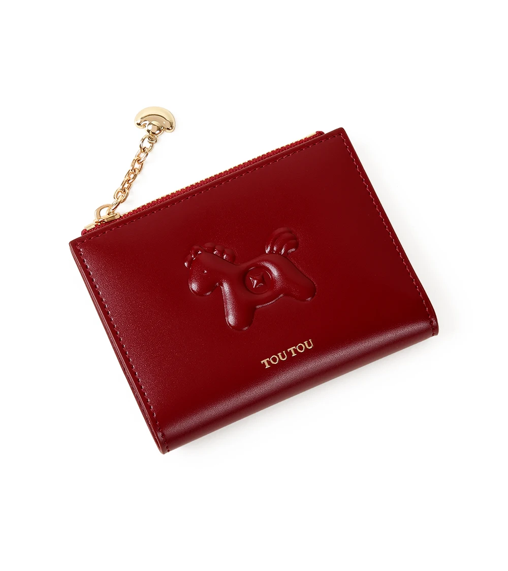 Toutou Red New Cowhide Wallet, ein leichter, kompakter roter Karten- und Münzbeutel, kleiner Damen-Geldbeutel, Kartenhalter, Caibu-Kartenetui – Detail 24
