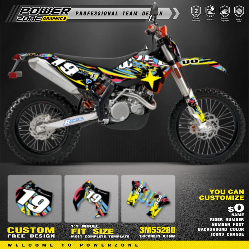 

PowerZone Custom Team Graphics Backgrounds Decal Stickers Kit For KTM 2007-2010 SX SXF 2008-2011 EXC EXCF Enduro 125 to 500cc 24