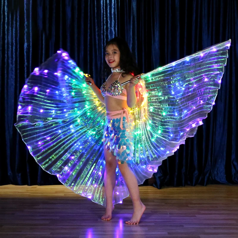 Children Dancers LED Performance Fluorescent Butterfly Wings Belly Dance  Bellydance Carnival Led Costumes Christmas Shows