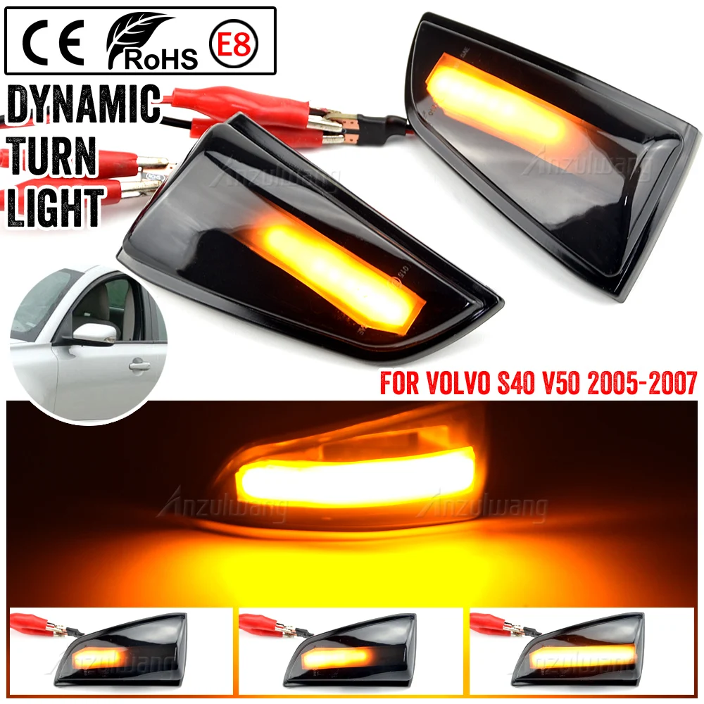 

Scroll Side Wing Mirror Blinker Indicator Repeater Lamp LED Dynamic Turn Signal Light For Volvo S40 V50 2005 2006 2007