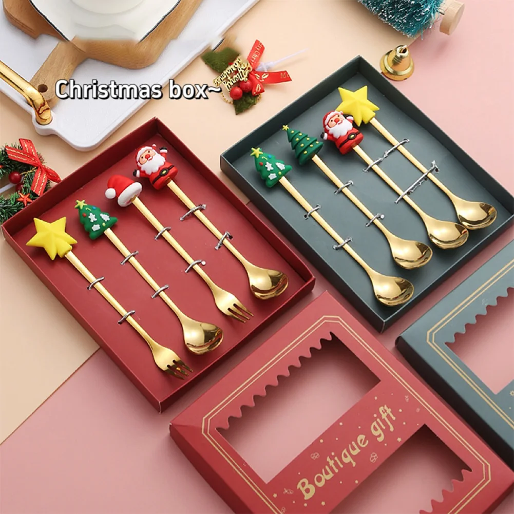 Stainless Steel Christmas Tree Spoon Set  Present For Festive Dining Stainless Steel Christmas Spoon Set For Festive Party