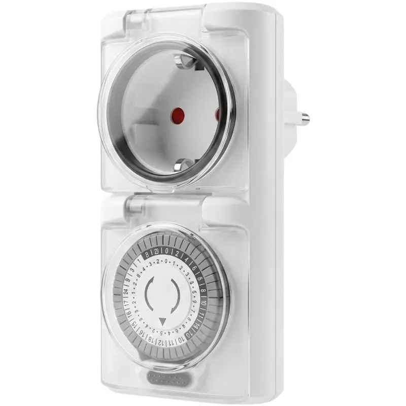 AWAH Mechanical Timer Socket 24-Hour Cycle Automatic Switch Electrical Outlet Outdoor Us Use A Lamp Fan Fish Tank EU Plug
