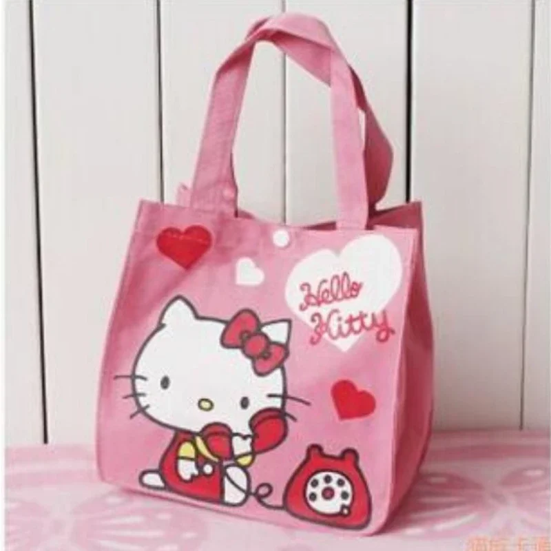 Hello Kitty Tote Bag Fashion Cute Foldable Shopping Bag Women\'s Handbags Printed Bento Bag Large Capacity Waterproof Lunch Bag