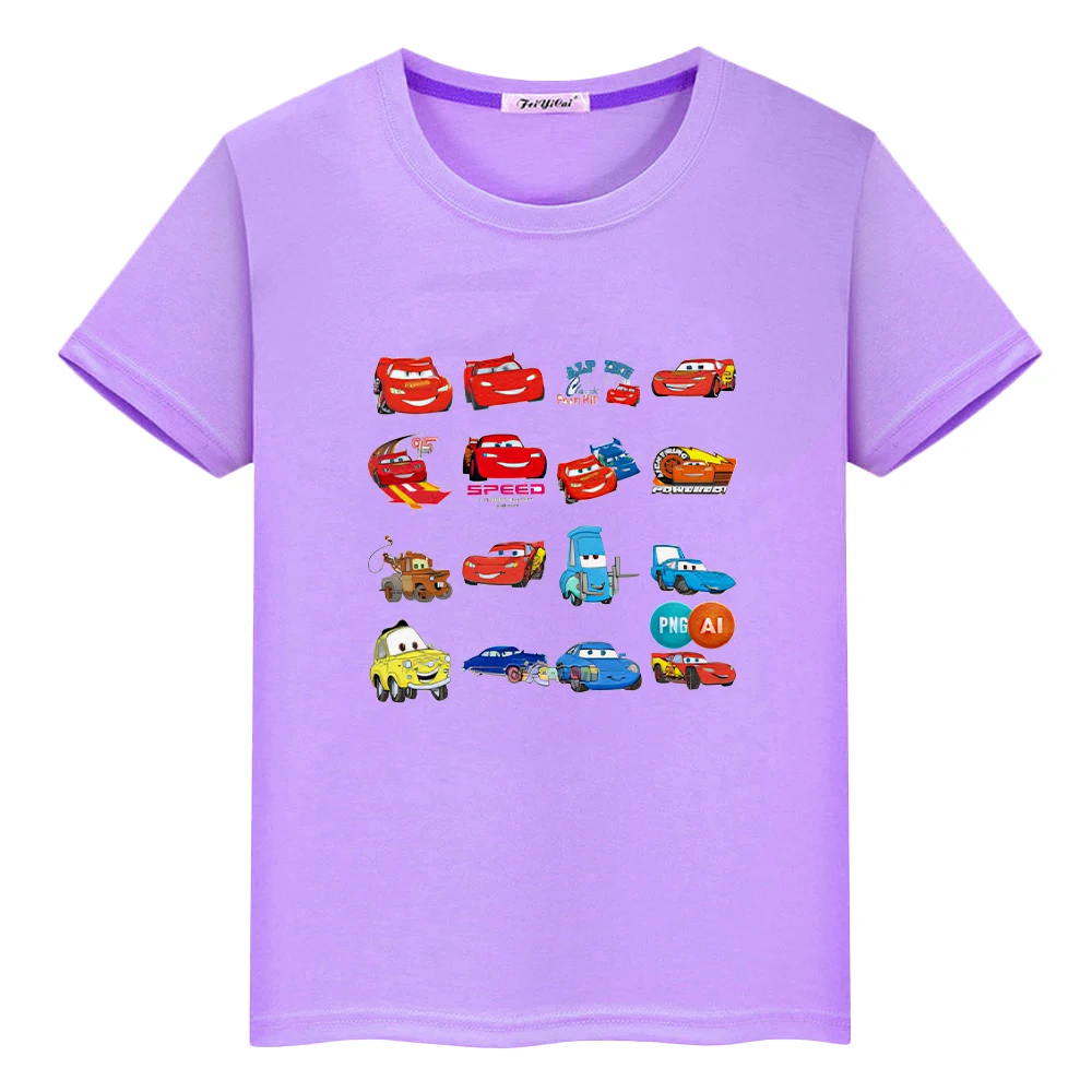 

Lightning McQueen 100%Cotton t shirt for kids boy 10year y2k one piece Disney Racing Toy Story Tops Anime Short kids clothe girl