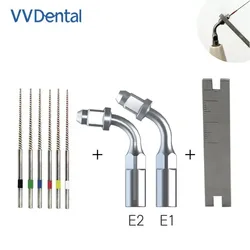 VVDental skaler ultradźwiękowy Endo zestaw tipsów E1 E2 do EMS \ endodoncja dzięcioła z kluczem dentystycznym i 6 sztukami narzędzi do plików kanałowych