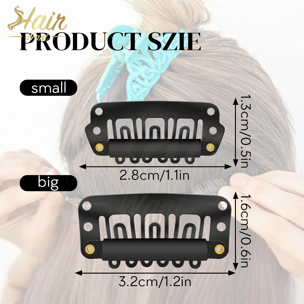 Hair Want 50/100Pcs Clips U-Shape Snap Clips for Human Hair Bangs In Hair Extension Wig Clips Comb Closure Accessories Clips