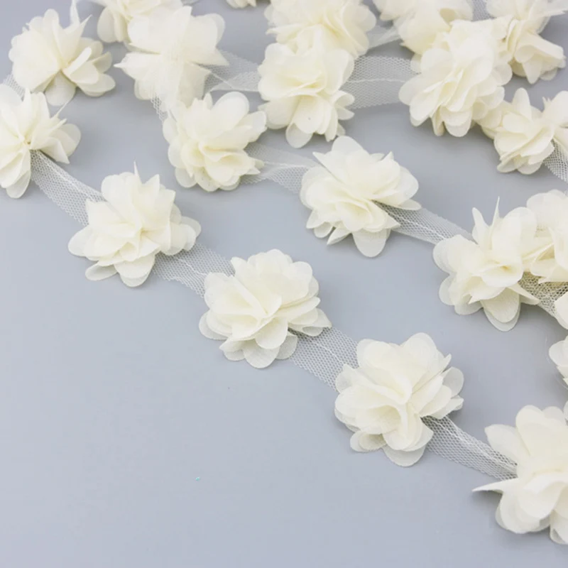 

(60 pieces/lot) beige petal Chiffon lace fabric Webbing Decoration Love gift ribbons crafts 50mm width