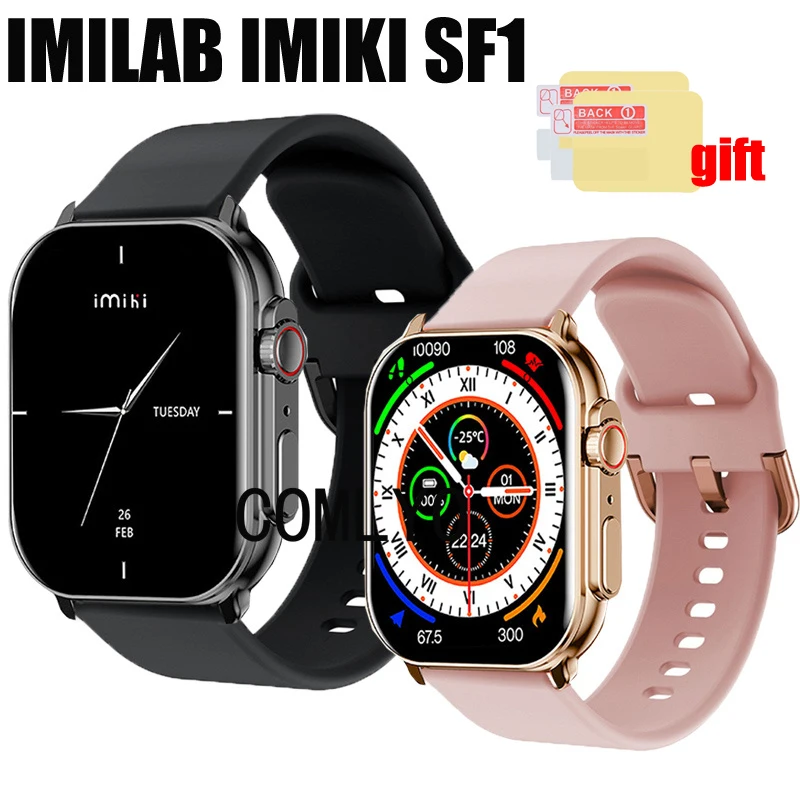 IMIKI-SF1 Smart Watch Strap Band para homens e mulheres, Silicone Sports Pulseira, Screen Protector