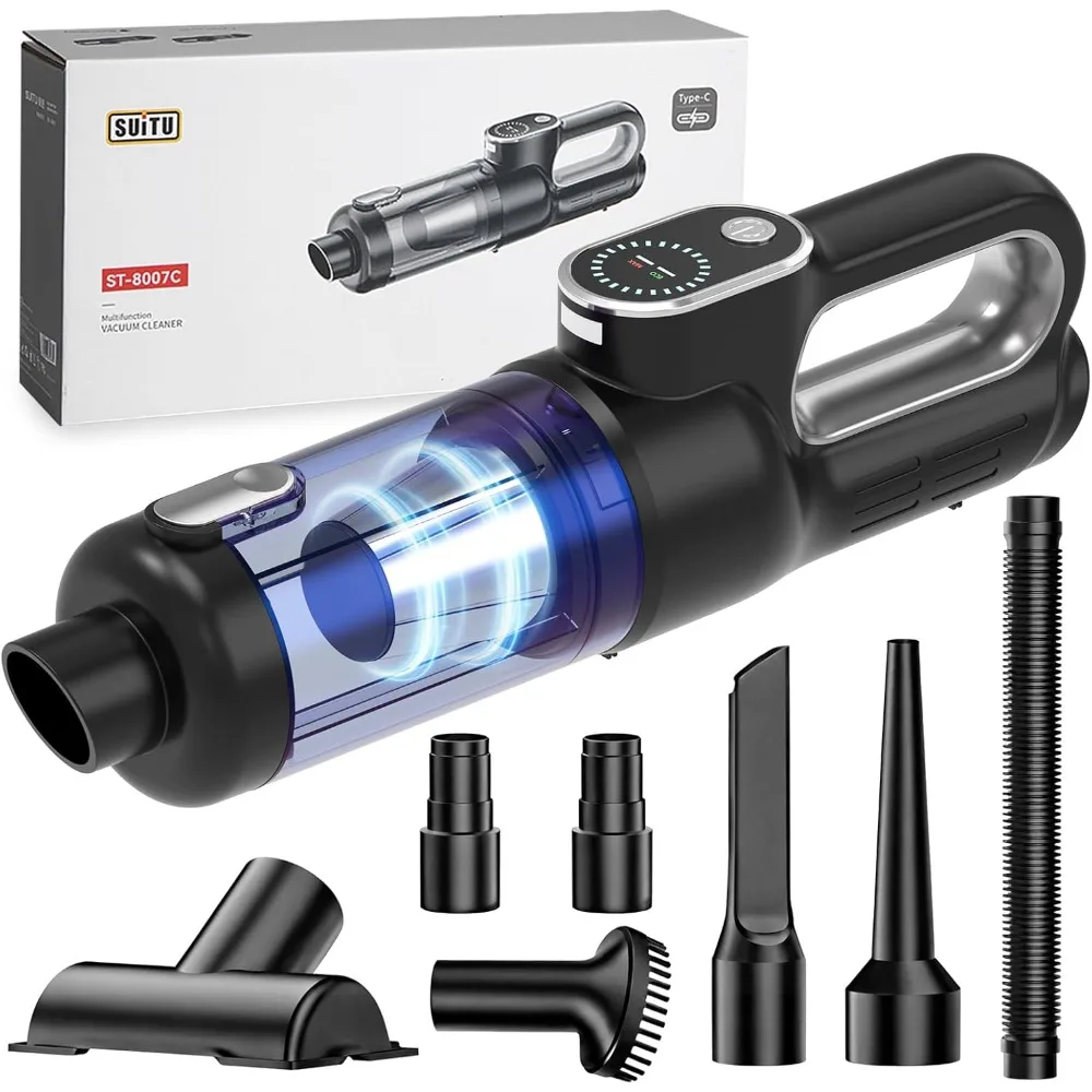 Cordless Car Vacuum Cleaner & Air Duster, 18000Pa Handheld Vacuum with 130W Brushless Motor, Rechargeable 2500mAh Battery, LED L