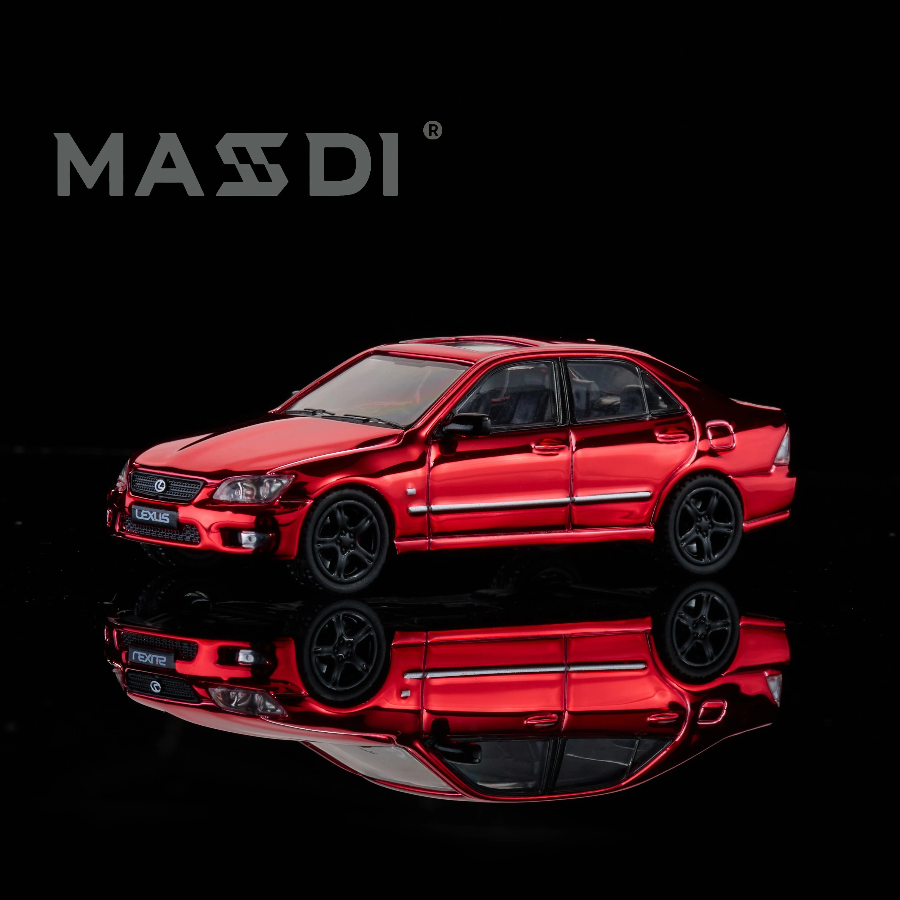 MASSDI 1/64 Toyota Lexus IS300 Extreme Simulation Alloy car model Collectible decoration toy gift Silver electroplated red