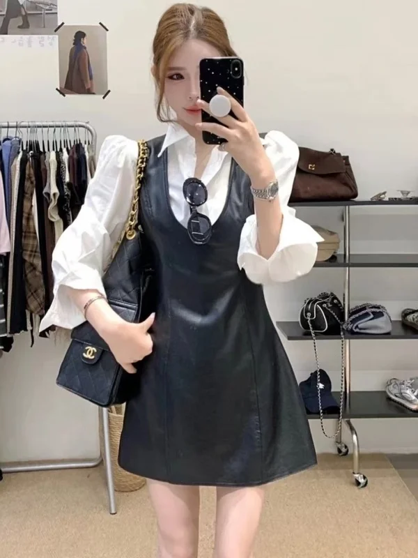 한국 슬레 버블 스웨트 베스트 스커트 세트 가을 신상 여성 패션 하이웨이스트 마이크로 스트레치 투피스 의상