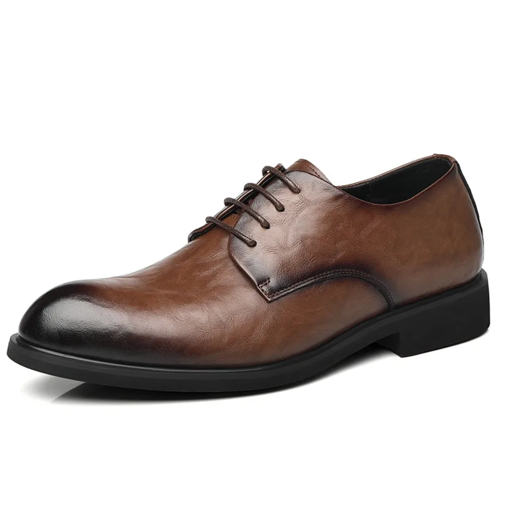 

Men's Dress Shoes Scratch Pattern Formal Business Leather Shoes Men's Pointed Toe Inward Heightened Men's Leather Shoes