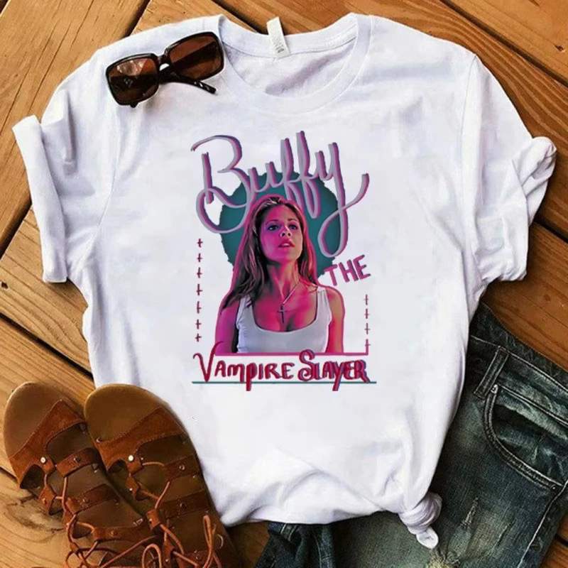 Vampire Graphic T Shirt Women Fashion Shirt Summer Casual Cozy Short Sleeve Tee Buffy Shirt Tops