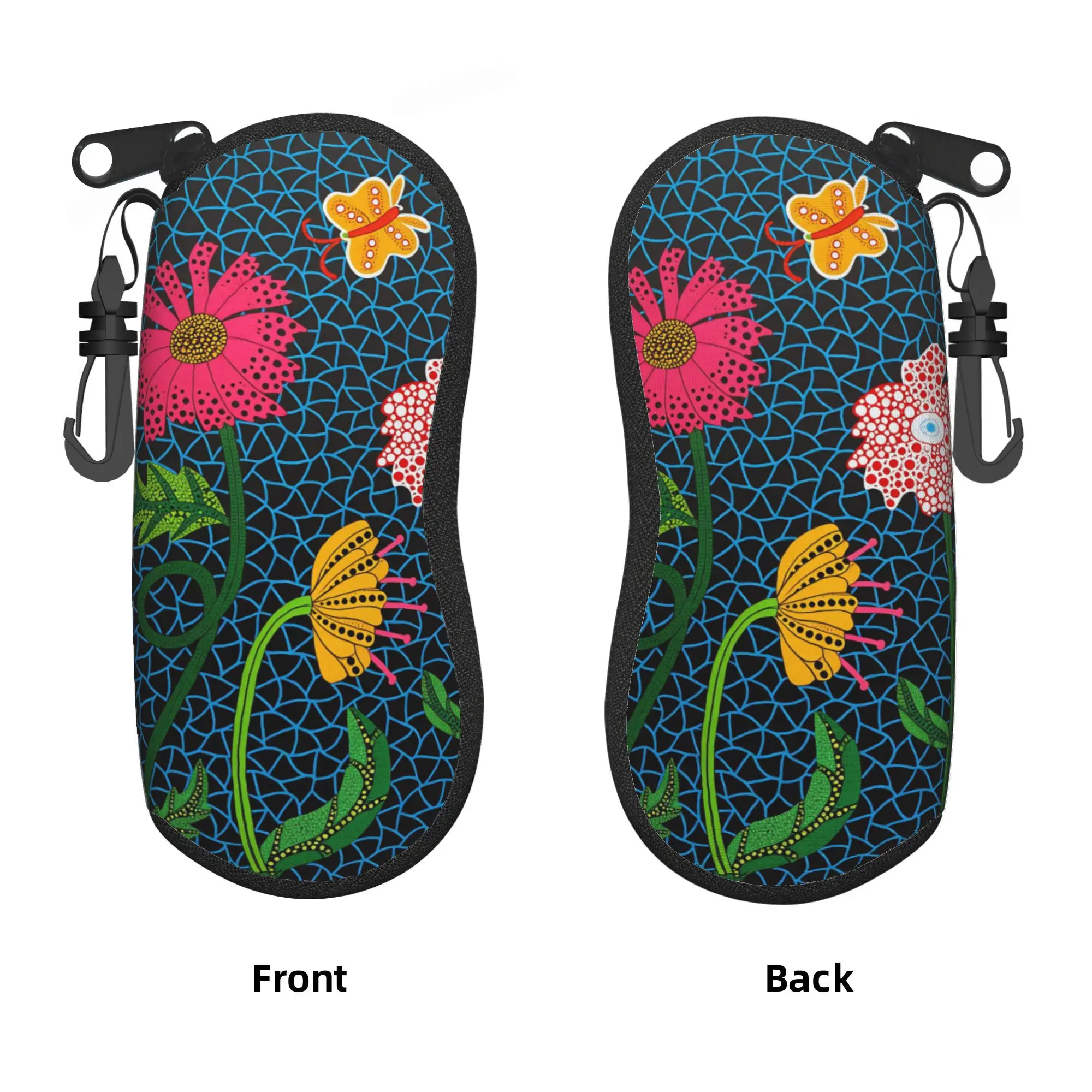 Yayoi Kusama Flowers Glasses Case  Print Sunglasses Case Vintage Travel Eyeglass Protector Unisex Eyewear Bag