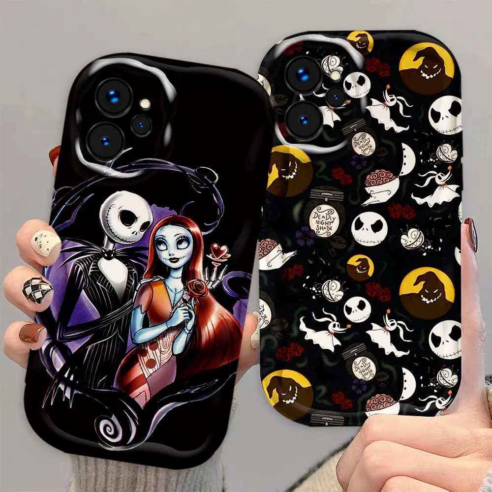 The Nightmare Before Christmas 3D Wave Phone Case For REALME 5 6 7 7I 8 10 11 12 C33 C35 C55 C63 C65 C67 C21Y GT 6 NARZO 50 Case