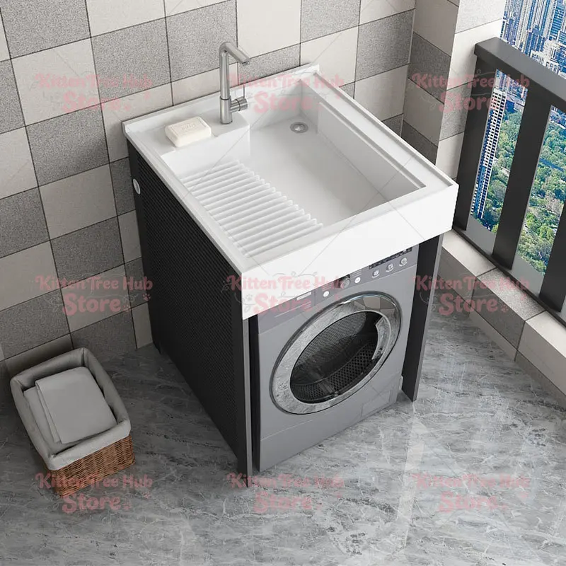 integrated basin combination, drum washing machine, companion washing pool slot, angle