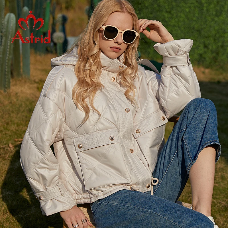 Astrid 2022 Women's Winter Parka Oversize Short Padded Coats Fashion Pocket Cuff Female Warm Clothes Jacket Woman Coat ZR-7281