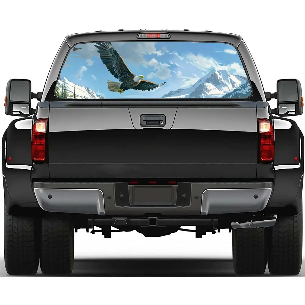 

Eagles Soaring in Mountains Car Rear Windshield Sticker Truck Window See Through Perforated Back Window Vinyl Decal Decoration