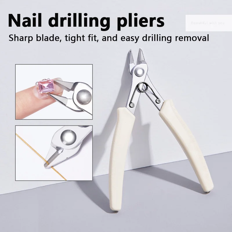 

NewManicure Nail Pliers For Rhinestones Gems Removal Soft Wire Cutter Nail Unloading Nippers Chain Scissors Nail Art Tool