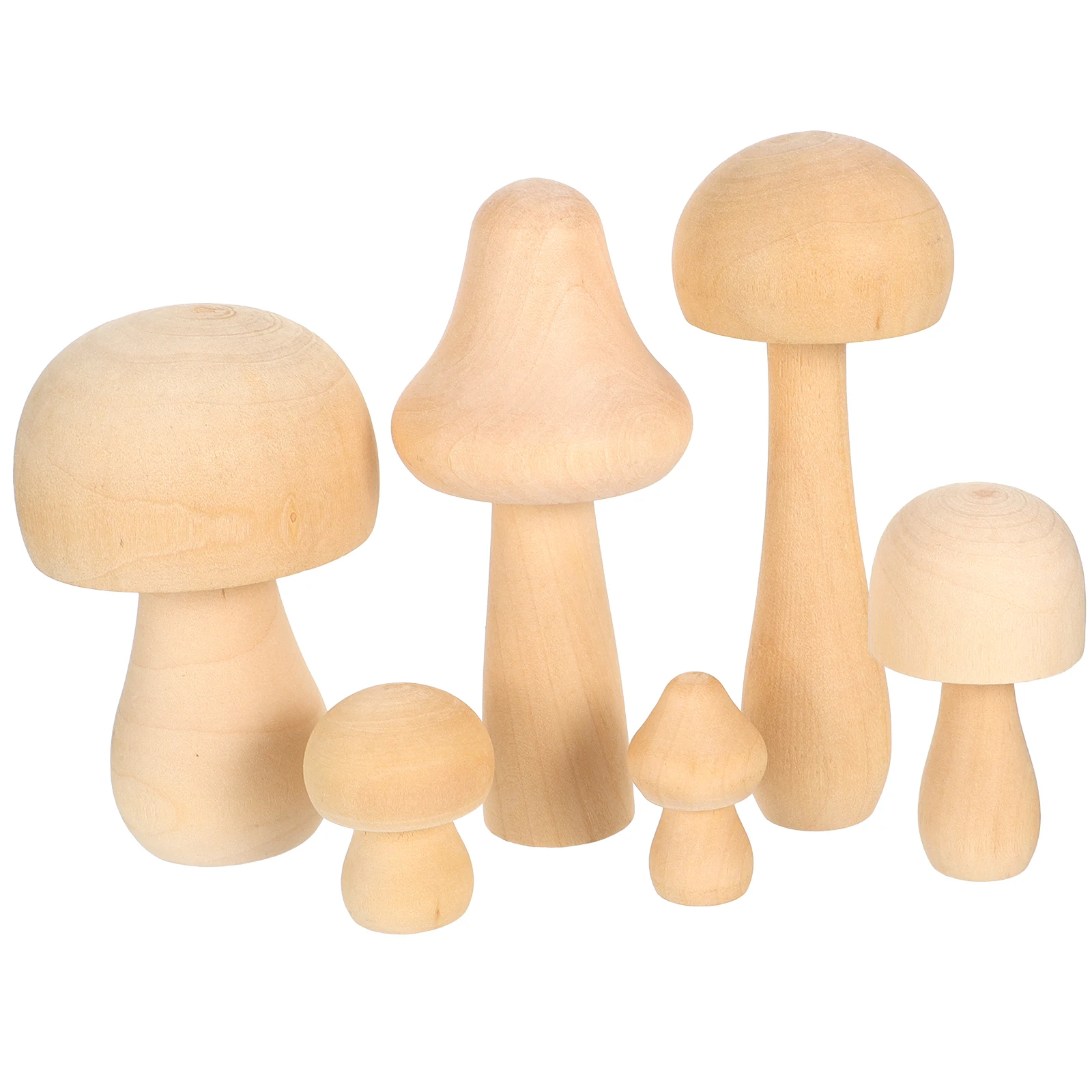 

6 pcs Wooden Mushroom Ornaments Unfinished DIY Crafts Handmade Decoration Educational Sorting Game Kids Party Table Decor