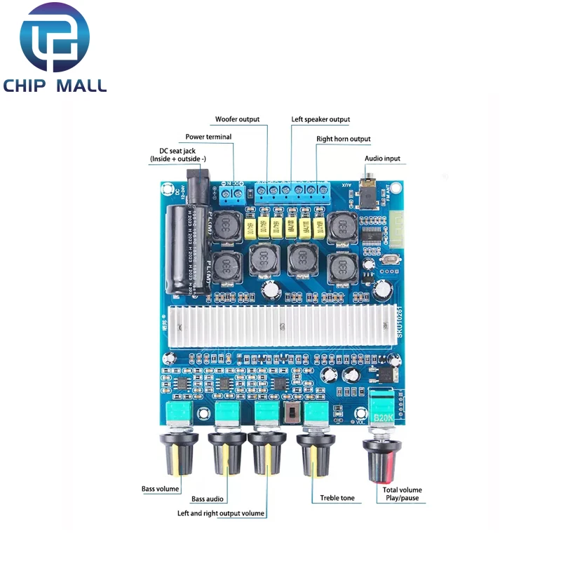 TPA3116D2 Bluetooth 5.0 Digital Power Amplifier Board 2.1 Channel 50W*2+100W High-Power Overweight Subwoofer New Spot