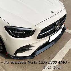 For Mercedes Benz E-Class W213 C238 E260 E300 AMG 2021-2024 Front Bumper Lip Splitter Diffuser Spoiler Gloss Black Body Kit Trim