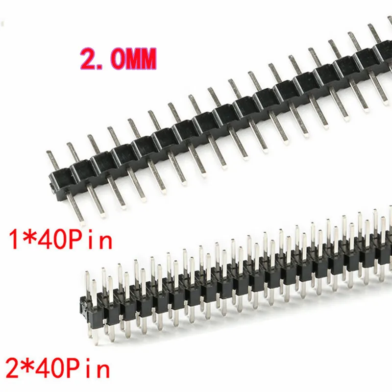 20PCS 2.0mm Pitch Single Row Pin Header Single/Double Row Straight Pin Header 1x40P 2x40P Female Header Socket Pin length 8.7mm
