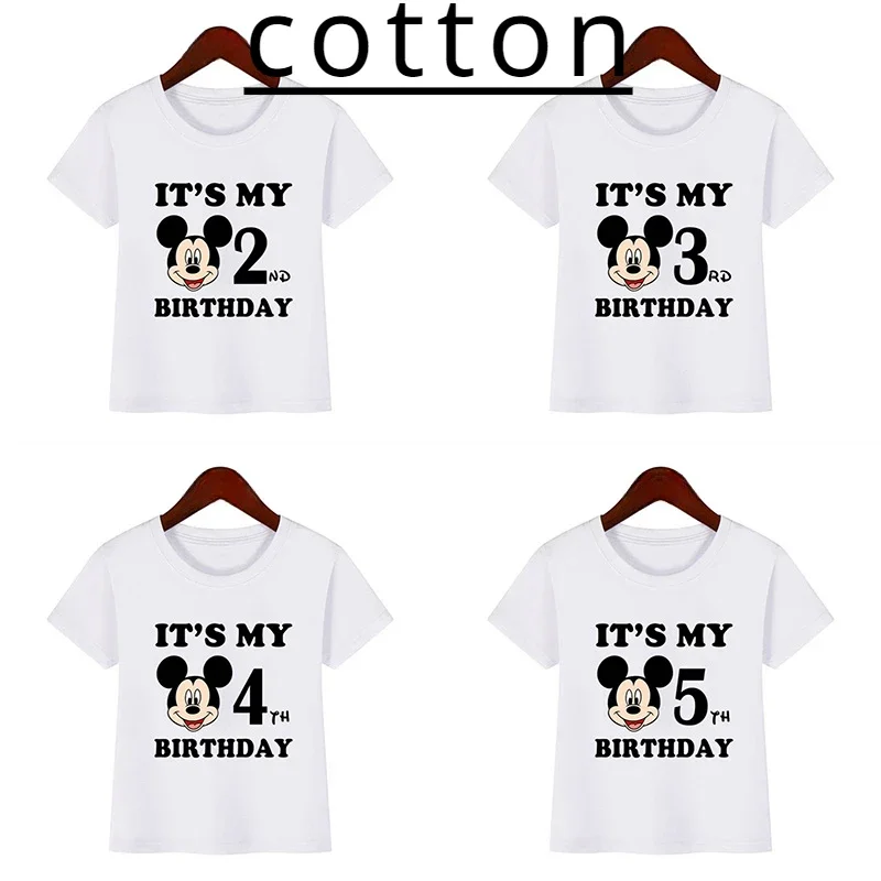 

Disney Mickey Mouse Graphic Kids Clothes It's My 1 2 3 4 5 6 7 8 9 Years Birthday Boys Girls T shirt Cute Baby Children T-Shirts