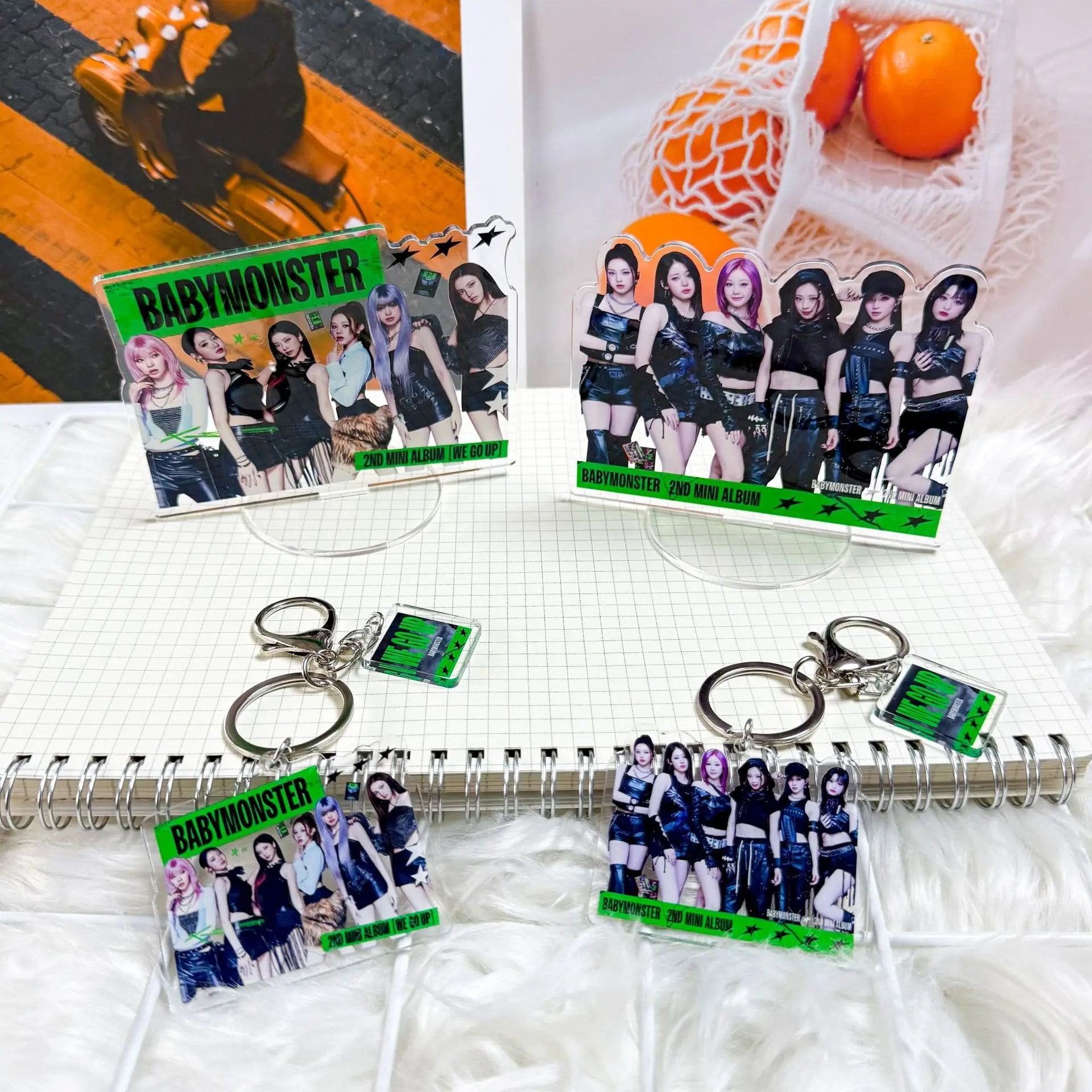 علامة حامل BABYMONSTER للمجموعة الكورية الجديدة من KPOP، سلسلة مفاتيح WE GOUP، علامة محيطة، زخرفة أكريليك، RAMI، AHYEON، RORA، ASA،