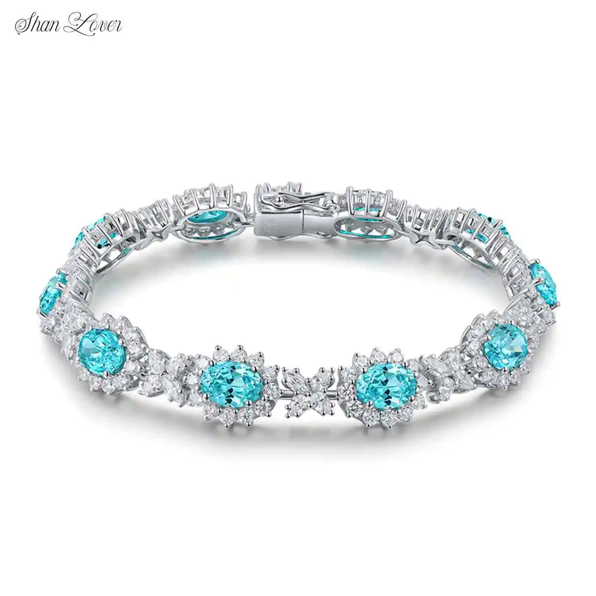 

ShanLover Brand High Quality Flower Bracelet for Women S925 Silver Simple Lab Grown Gemstones Certificate Cultivated Jewelry