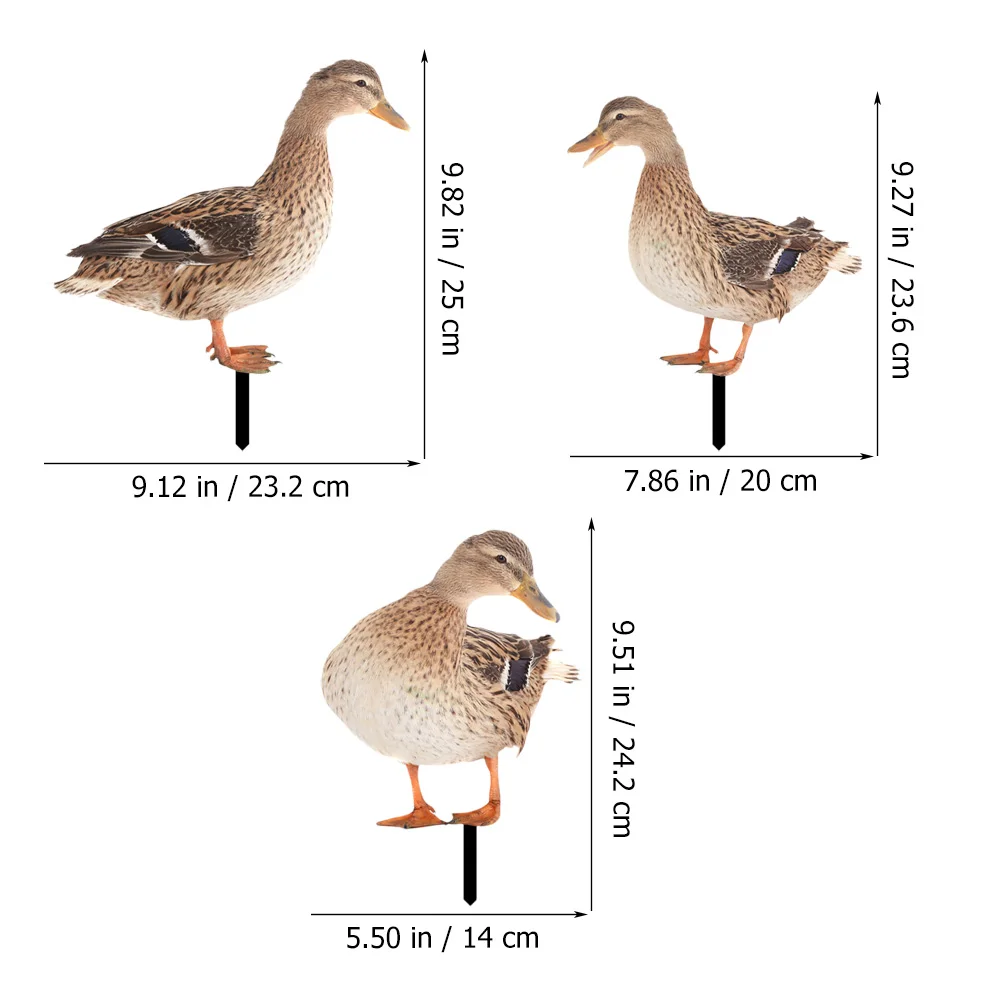 

3pcs Garden Piles Duck Lawn Statue Yard Stake Yard Duck Stake Outdoor Courtyard Acrylic Ornament Durable Insert